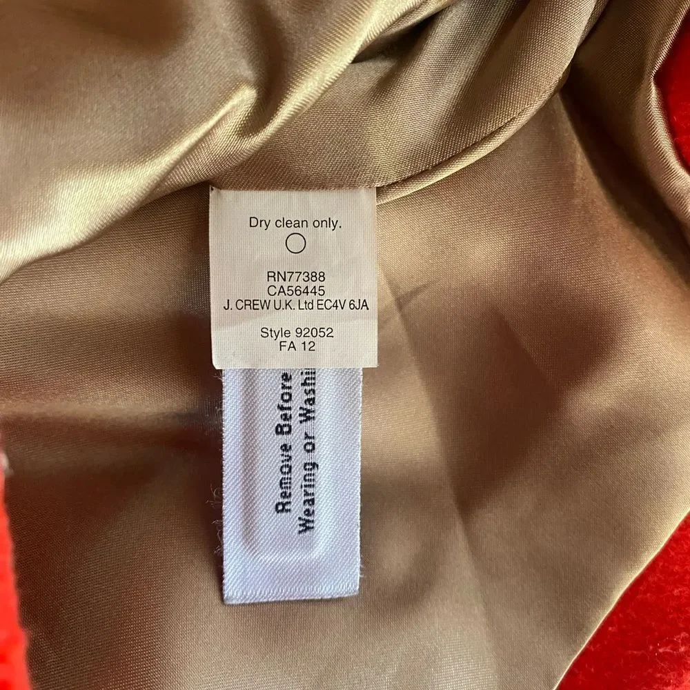 J. Crew Pea Coat Womens Red 100% Wool Nello Gori Gold Button Classic Sz 4